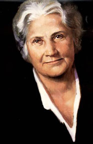 Painted portrait of Maria Montessori